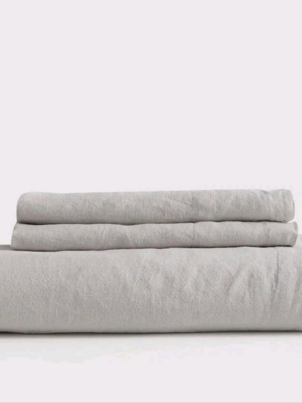 Linen Light Gray Fitted Bottom Sheet & 2 Pillowcases! King (774)(READ)